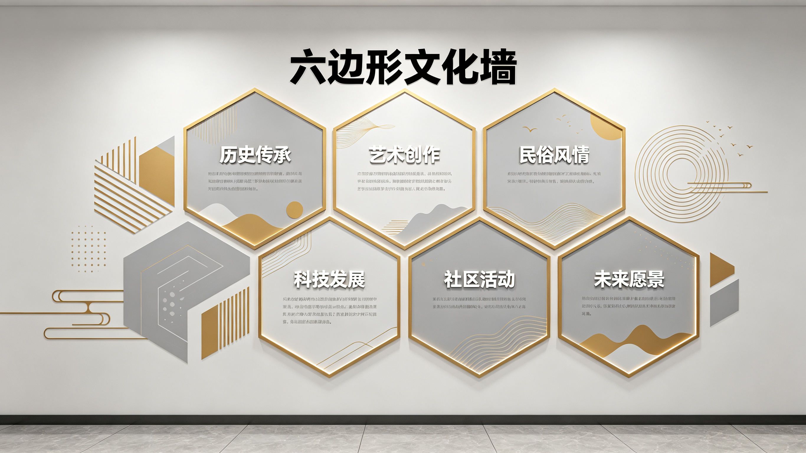 黄龙企业文化墙 | 六边形信息美学